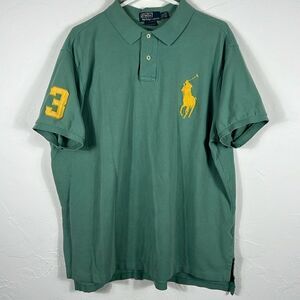 🔥🔥 Vintage RAPLH LAUREN POLO “Big Horse Logo” #3 Knit Polo Shirt 2XL - EUC